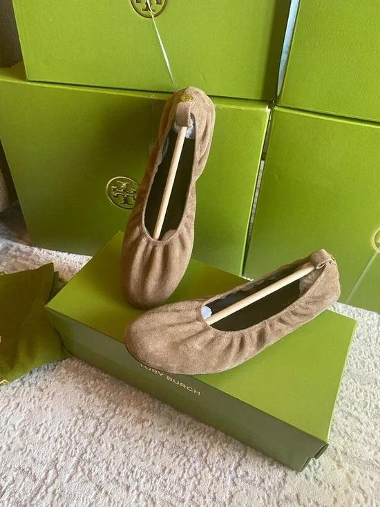 Tory Burch Suede EDDIE Ballet Flats - Picture 1 of 10